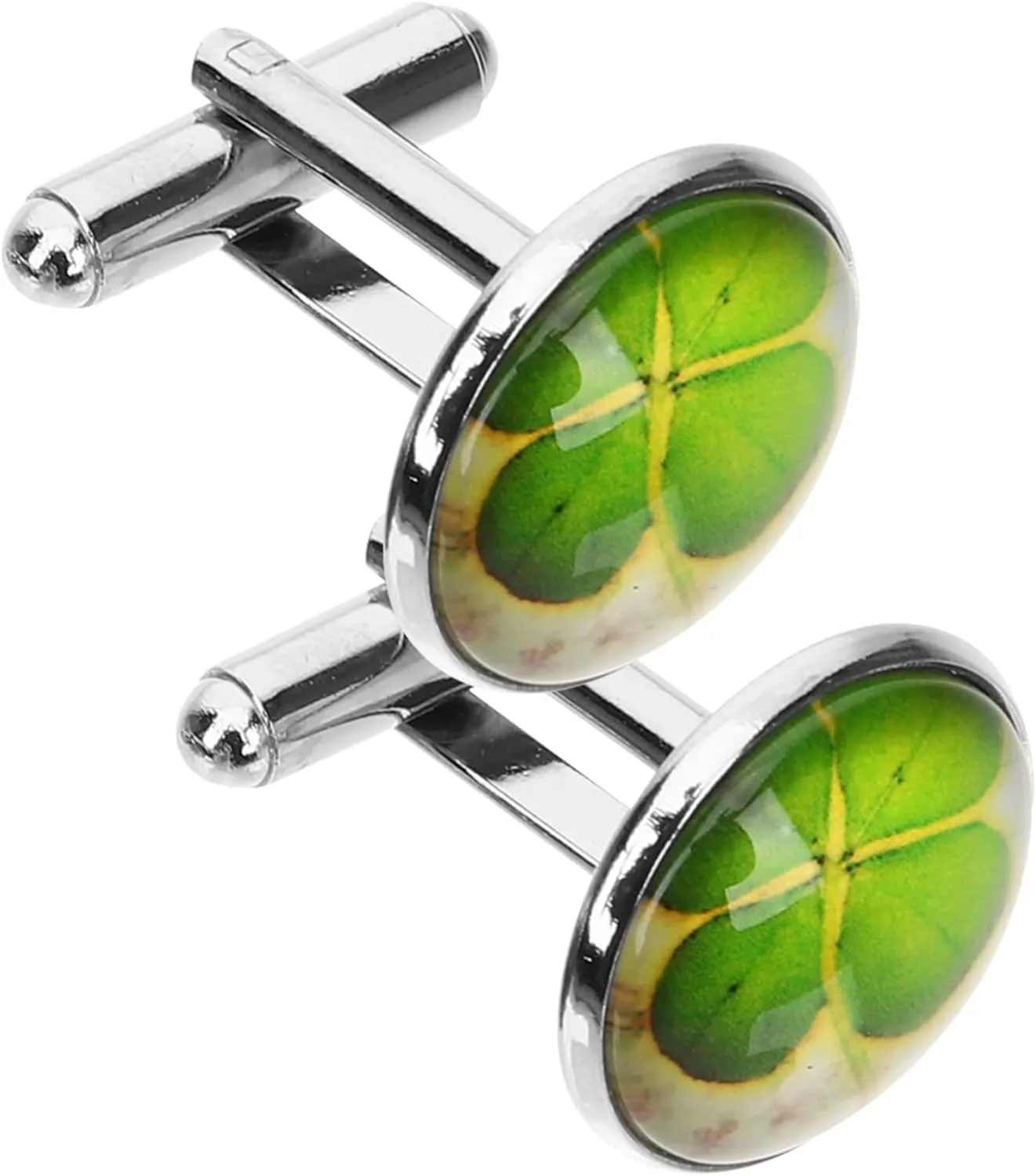 BESTYASH 2pcs Clover Cuff Links Shirts Cufflinks Decorative Cufflinks Men Clothing Accessories