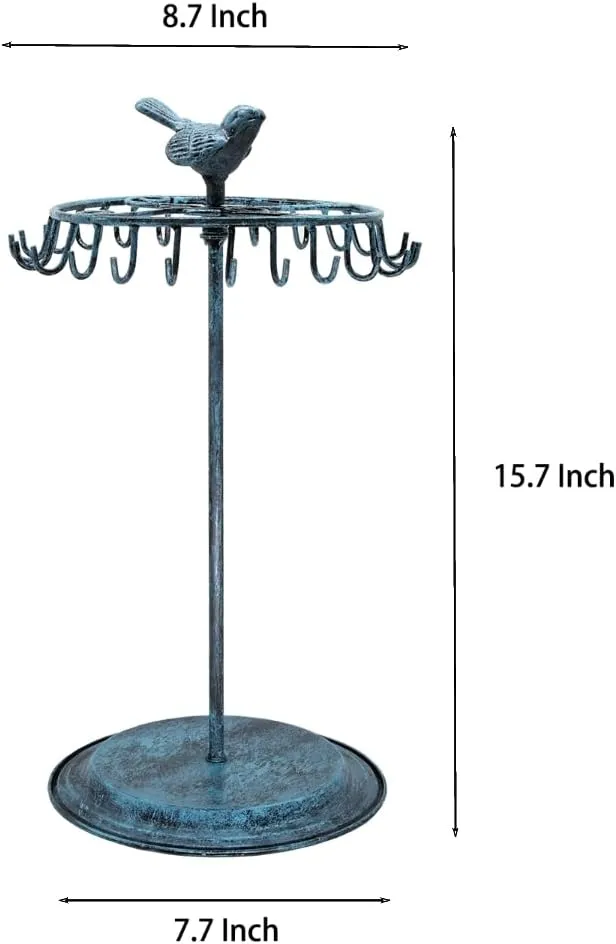 Bird Rotating Necklace Holder Bracelet Stand/Jewelry Organizer/Jewelry Tree, Turquoise