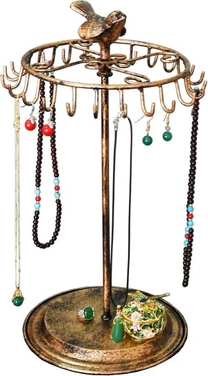 Bird Rotating Necklace Holder Bracelet Stand/Jewelry Organizer/Jewelry Tree,Bronze