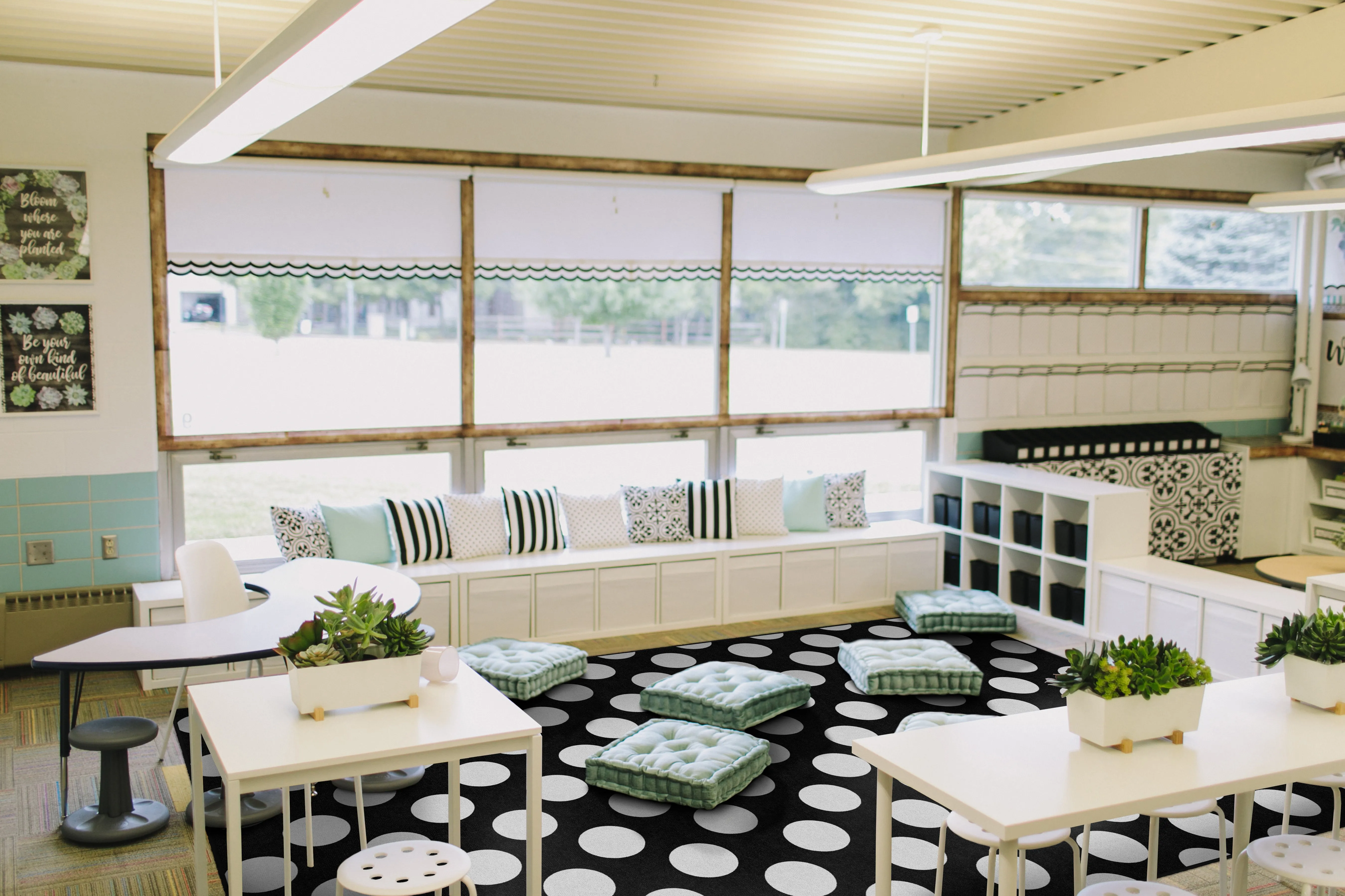 Black & White Polka Dot Area Rug | Schoolgirl Style
