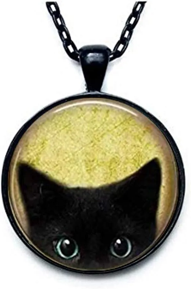 Black Cat Necklace - Peeking Black Cat Pendant - Cute Black Cat Jewelry