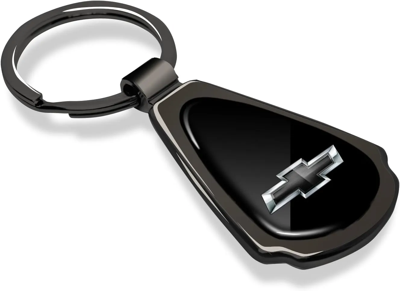 Black Dome Metal Teardrop Logo Key Chain Official Licensed for Chevrolet Black Logo