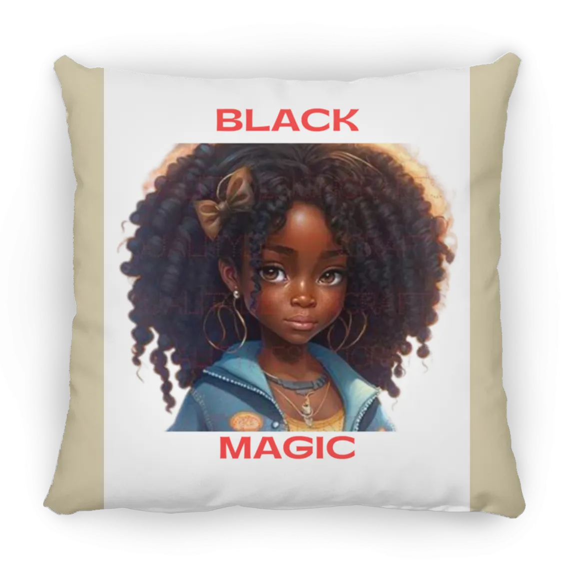 Black Girl Magic Large Square Pillow, Kids Beautiful Black Girl Magic Melanin Black Woman, Afro Fashion Girl African American