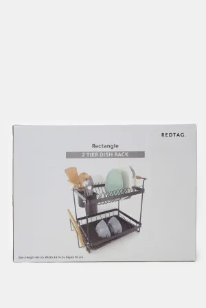 Black Rectangle 2-Tier Dish Rack