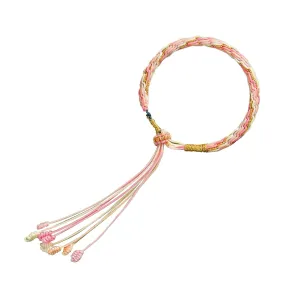 Blessed Tibetan Handmade Lucky Bracelet: Adjustable Bracelet for Protection, Kabbalah Friendship, Men's Bracelet, Perfect Couples, Best Friend Bracelet, Bracelets for Mens Womens Amulet Gifts (pink)