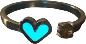 Blue Green Luminous Light Star Ring Glow In Dark Fluorescent Heart Ring Women Men Couple Adjustable Finger Rings Jewelry