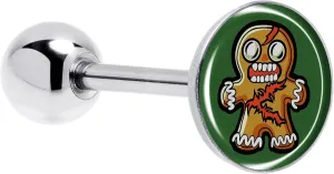 Body Candy 14G Christmas Tongue Ring - 316L Steel Straight Barbell Winter Holiday Zombie Gingerbread Man Tongue Piercing for Women Men