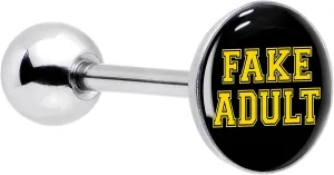 Body Candy 14G Women 316L Stainless Steel Black Yellow Fake Adult Mens Barbell Tongue Ring Body Piercing Jewelry 5/8