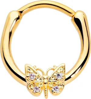 Body Candy 16G Stainless Steel Septum Jewelry Clear Accent Butterfly Daith Tragus Cartilage Clicker 3/8"