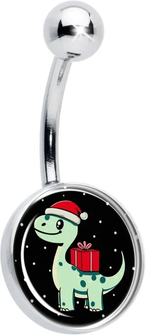 Body Candy ChristmasBelly Ring - 316L Stainless Steel Navel Ring Winter Holiday Dinosaur Belly Button Ring for Women Men