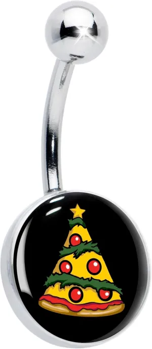 Body Candy ChristmasBelly Ring - 316L Stainless Steel Navel Ring Winter Holiday Pizza Tree Belly Button Ring for Women Men