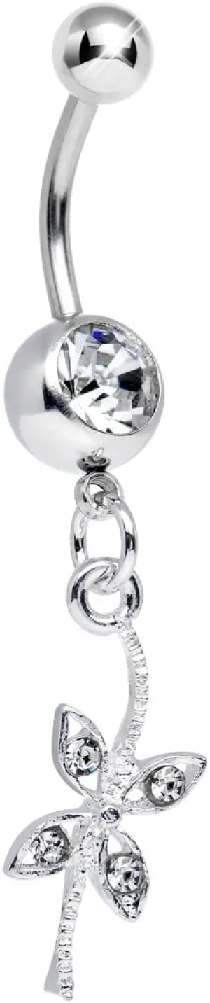 Body Candy Clear Gentle Dragonfly Dangle Belly Ring