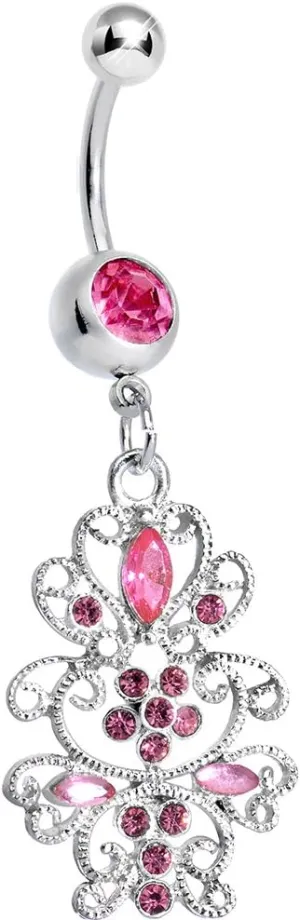 Body Candy Pink Day of the Daisy Flower Dangle Belly Ring