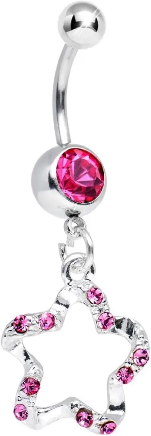 Body Candy Pink Twisted Star Dangle Belly Ring