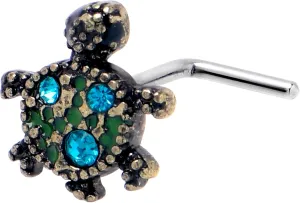 Body Candy Womens 20G 7mm 316L Stainless Steel L Shaped Nose Ring Sweet Sea Turtle Mens Nose Stud Body Piercing Jewelry .027"