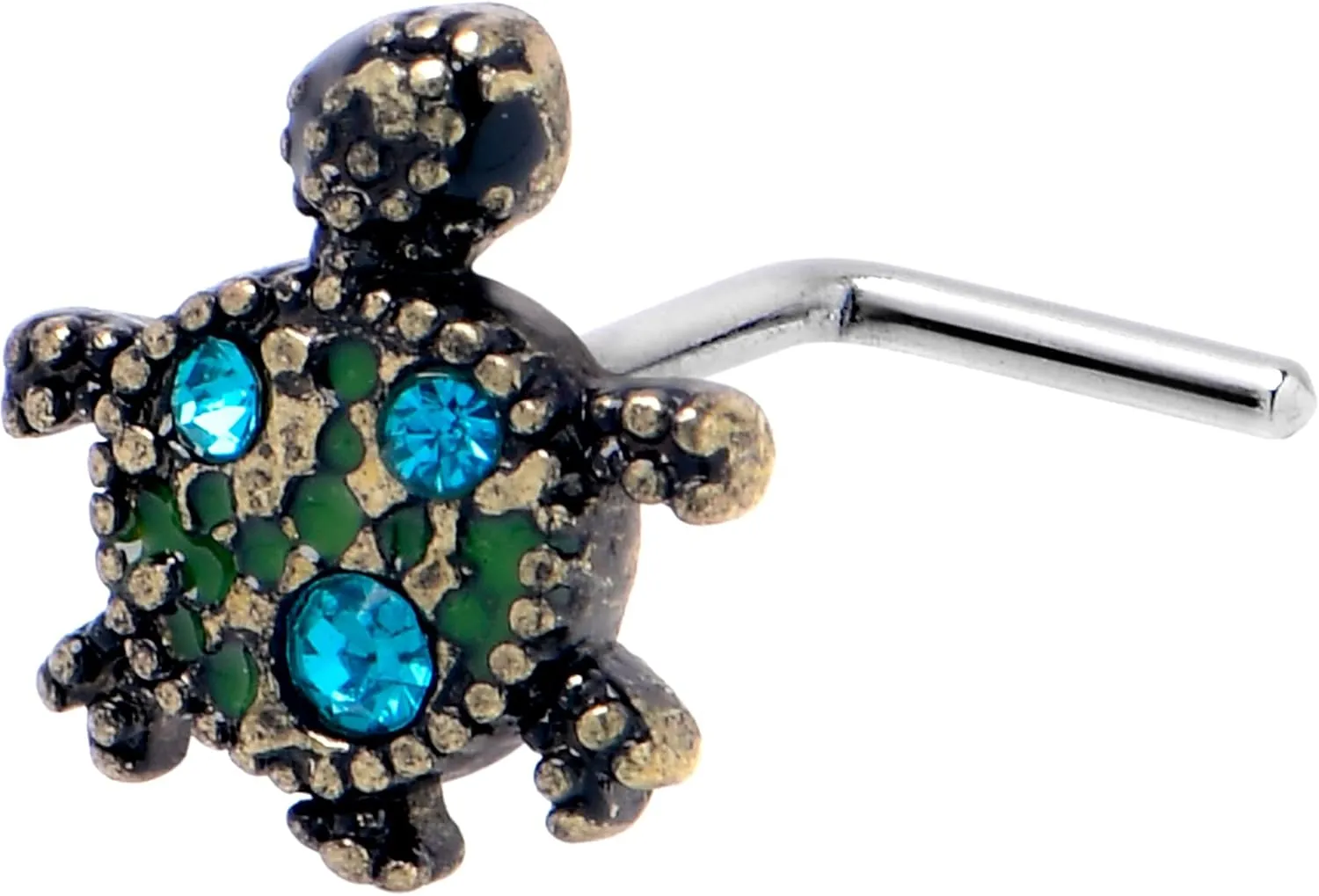 Body Candy Womens 20G 7mm 316L Stainless Steel L Shaped Nose Ring Sweet Sea Turtle Mens Nose Stud Body Piercing Jewelry .027"