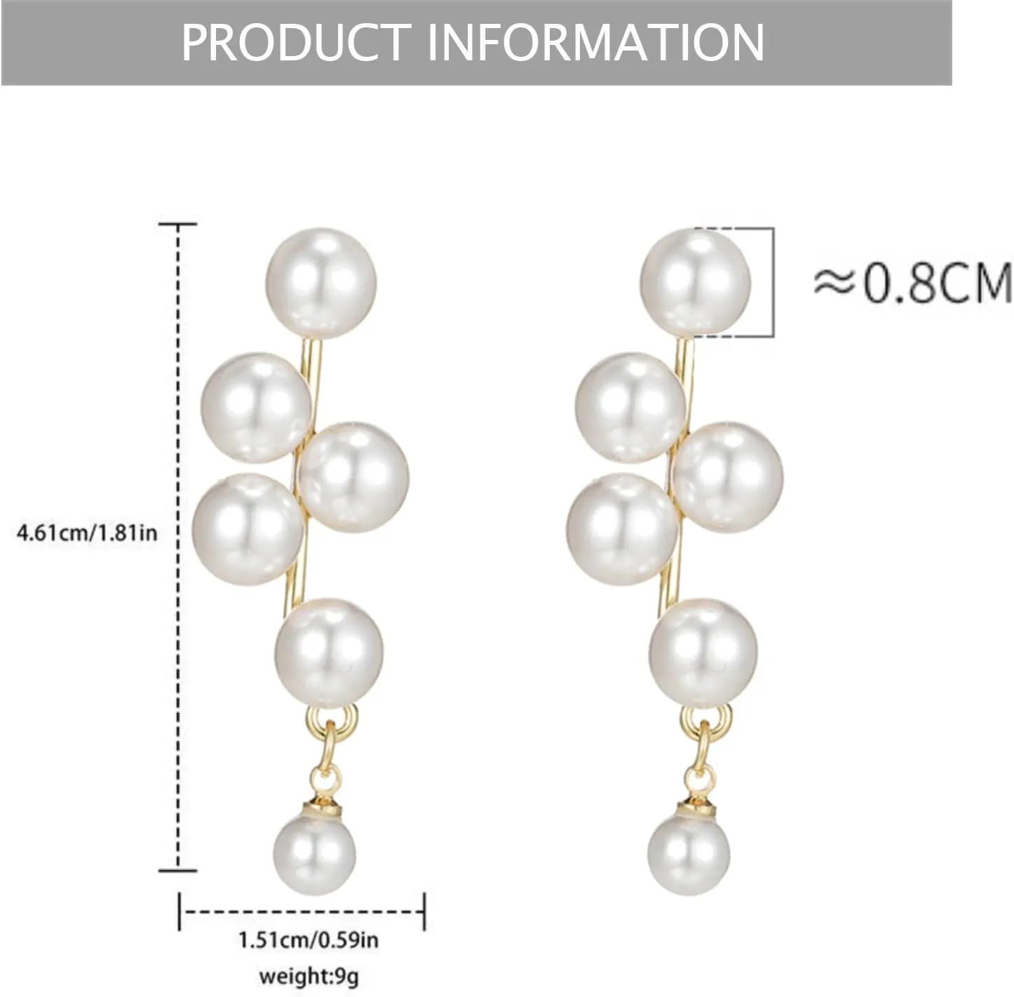 Boho Long Pearl Drop Dangle Earrings,Vintage Tiny White Pearl Chain Earrings Handmade Statement Bridal Jewelry for Women