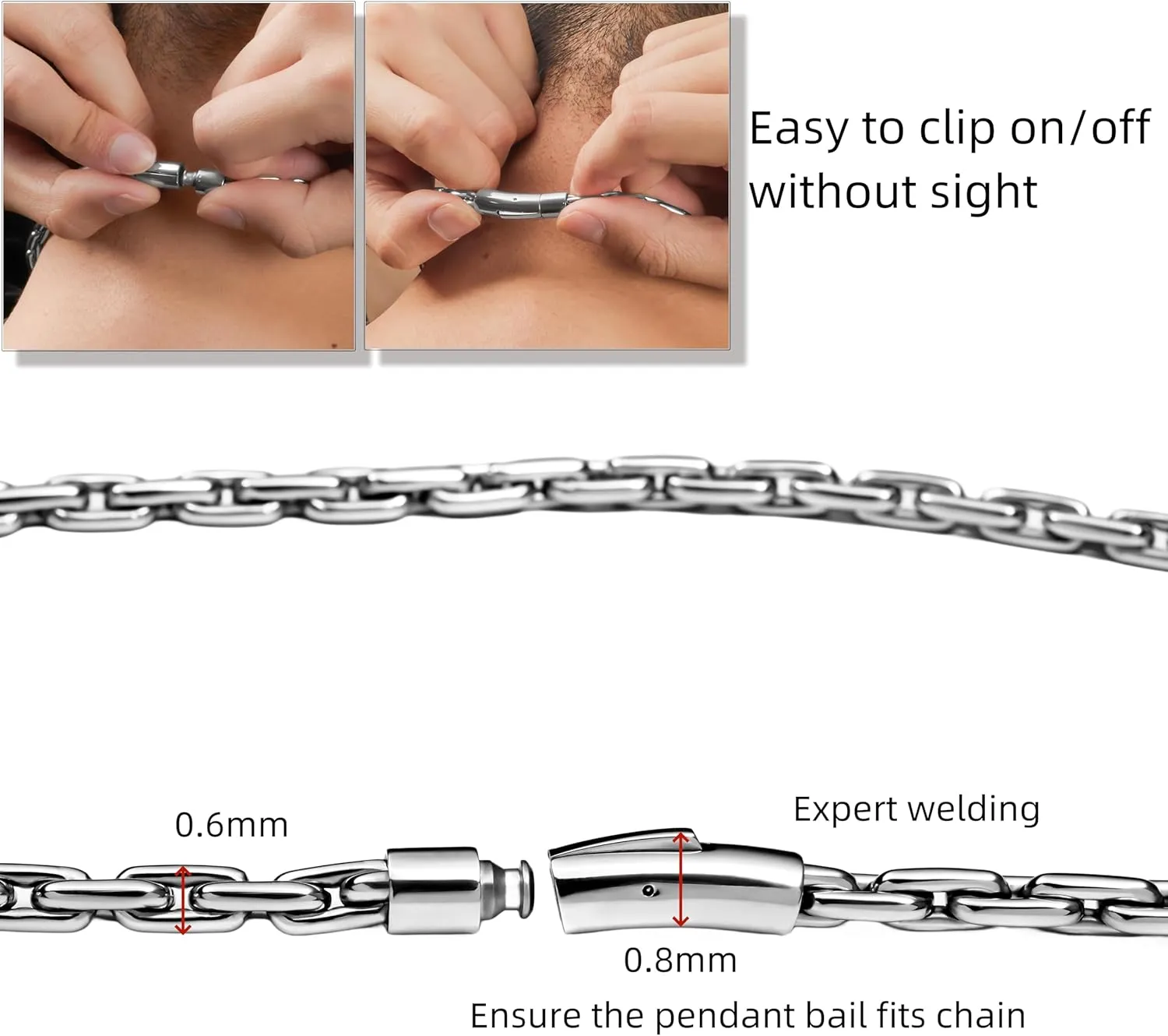 BOX Chain Necklace for Men Stainless Steel 6mm Chain Unisex