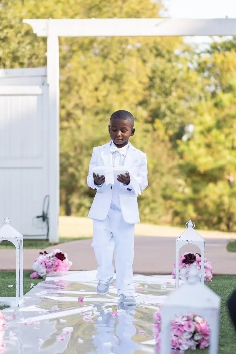 Boys Suit Jacquard Slim Fit Tuxedo Suit 3 Piece Kids Suit for Boys Formal Wedding Suit Blazer Vest Pants Set