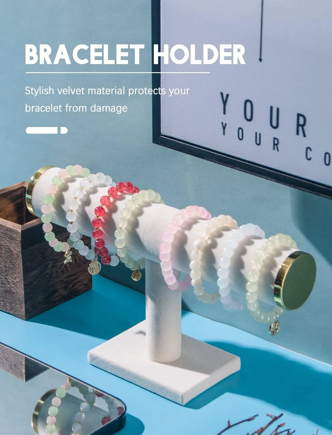 Bracelet Holder Stand,Bracelet Organizer Display for Selling,Bangle Organizer for Women,Watch Storage Holder for Men,Jewelry Business Supplies (Beige   metal lid)