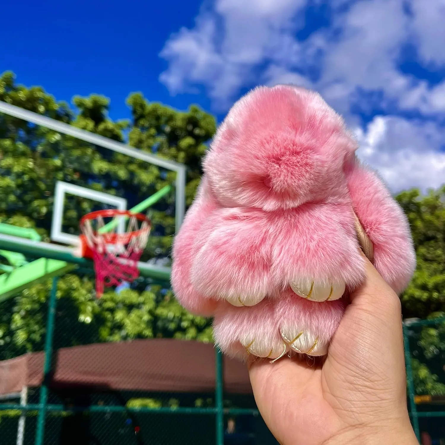 Bunny Keychain with Tin  5.8" Handmade Plush Bag Charm, 16 Colors  Cute Graduation Gift & Summer Travel Accessory
