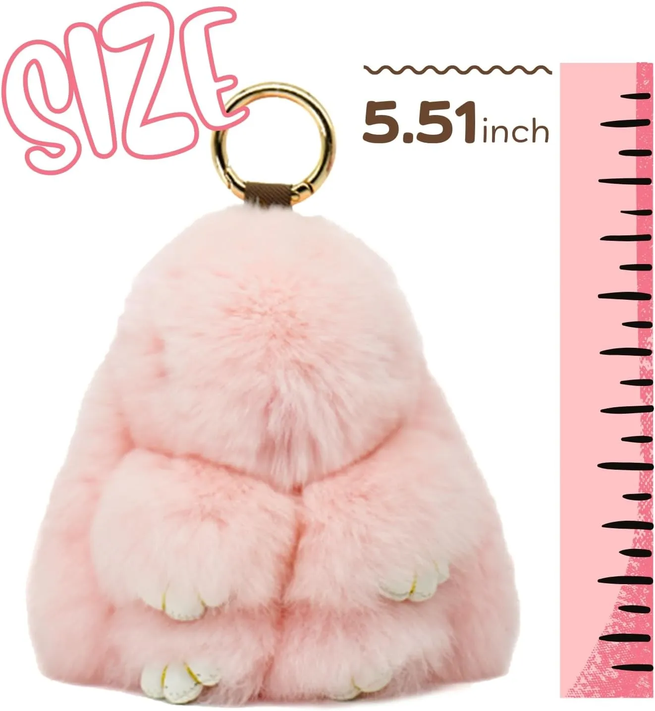 Bunny Keychain with Tin  5.8" Handmade Plush Bag Charm, 16 Colors  Cute Graduation Gift & Summer Travel Accessory