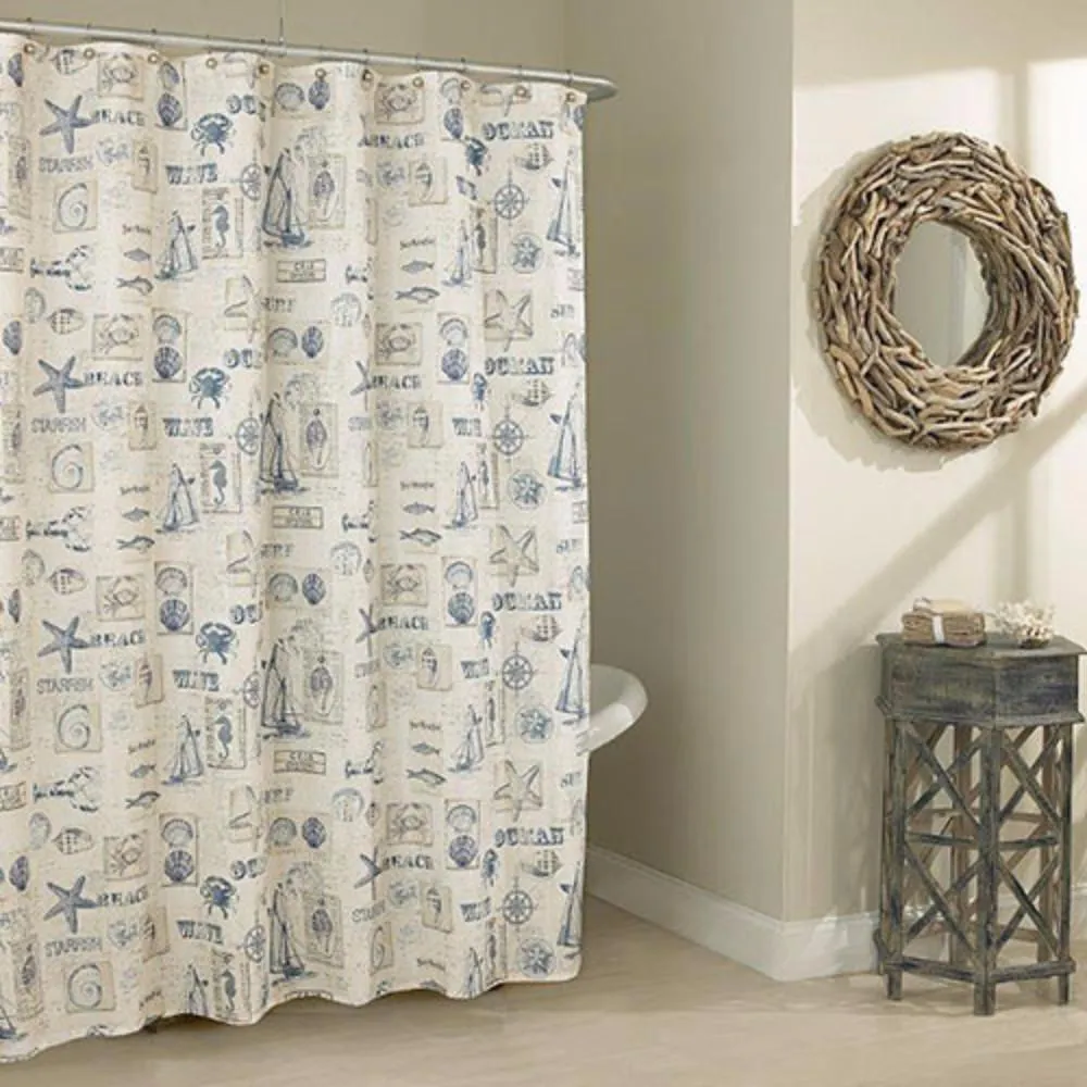 By The Sea Fabric Shower Curtain