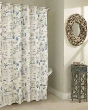 By The Sea Fabric Shower Curtain