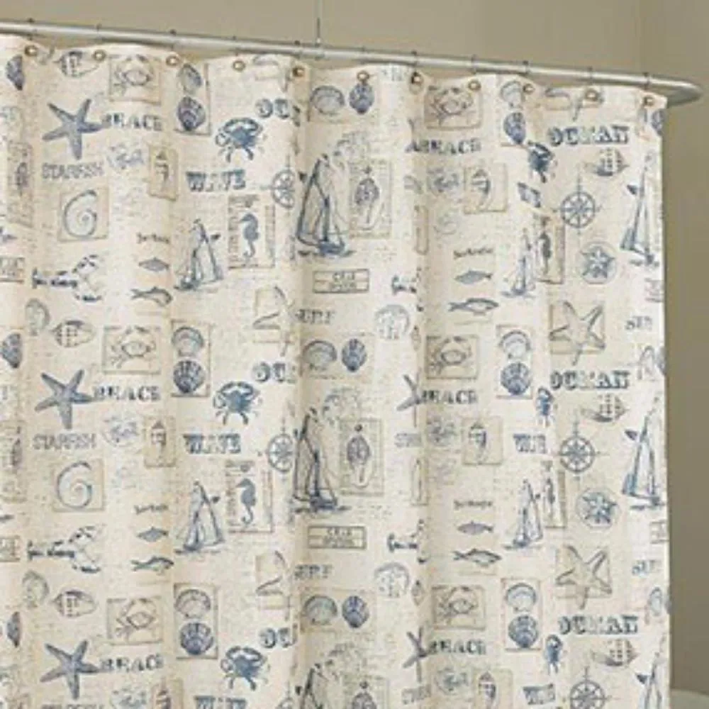 By The Sea Fabric Shower Curtain
