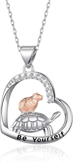 Capybara Necklace Capybara with Turtle Pendant Necklace Capybara Jewelry for Women