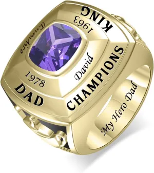 Champion Rings for Men Custom Name/Year/Lucky Number Personalized Birthstone Rings for Boys Sport Lovers Jewelry Birthday Fathers Gifts for Dad Son