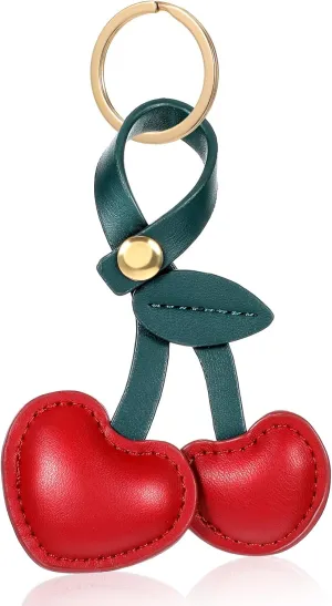 Cherry Bag Charm, Cute Fruit Purse Accessories for Women, Handbag Keychain with Alloy Hook