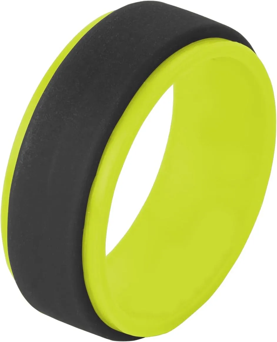 Christian Cross Heart Jesus Fish Star of David Peace Love Jesus Rings 8mm 2 Tone Silicone Rubber Step Edges Comfort Fit Inspirational Promise Rings Wedding Band