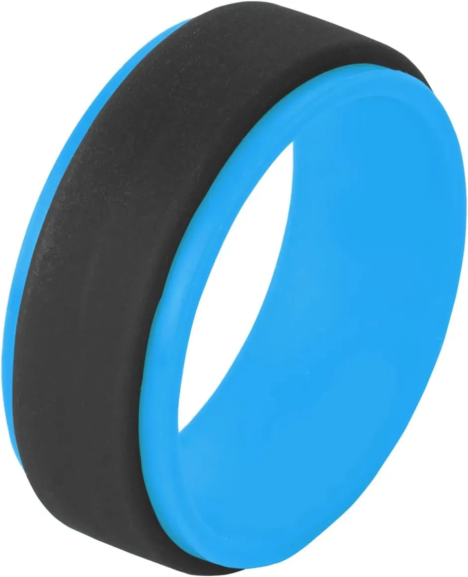 Christian Cross Heart Jesus Fish Star of David Peace Love Jesus Rings 8mm 2 Tone Silicone Rubber Step Edges Comfort Fit Inspirational Promise Rings Wedding Band