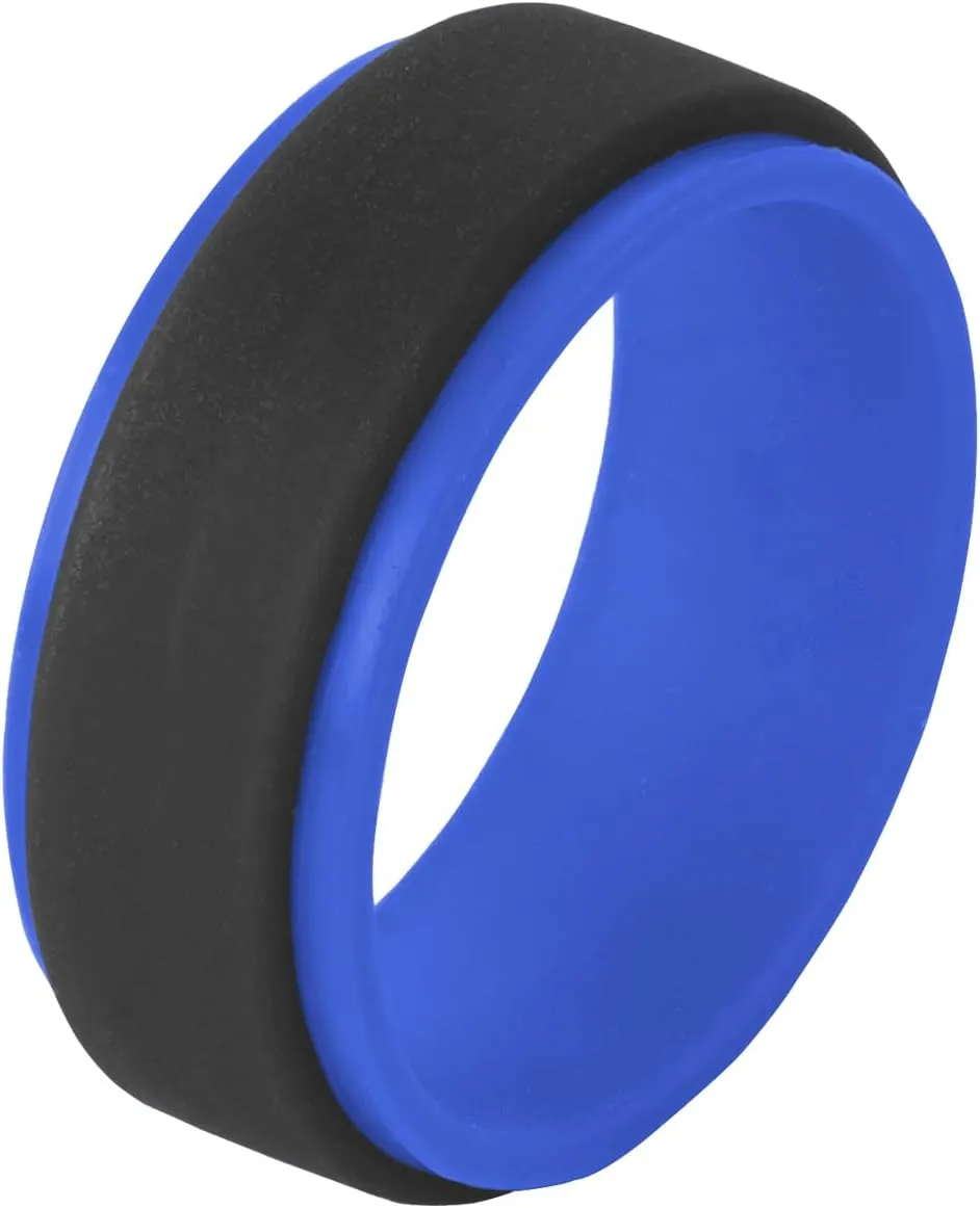 Christian Cross Heart Jesus Fish Star of David Peace Love Jesus Rings 8mm 2 Tone Silicone Rubber Step Edges Comfort Fit Inspirational Promise Rings Wedding Band