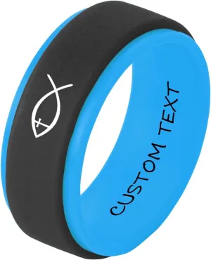 Christian Cross Heart Jesus Fish Star of David Peace Love Jesus Rings 8mm 2 Tone Silicone Rubber Step Edges Comfort Fit Inspirational Promise Rings Wedding Band
