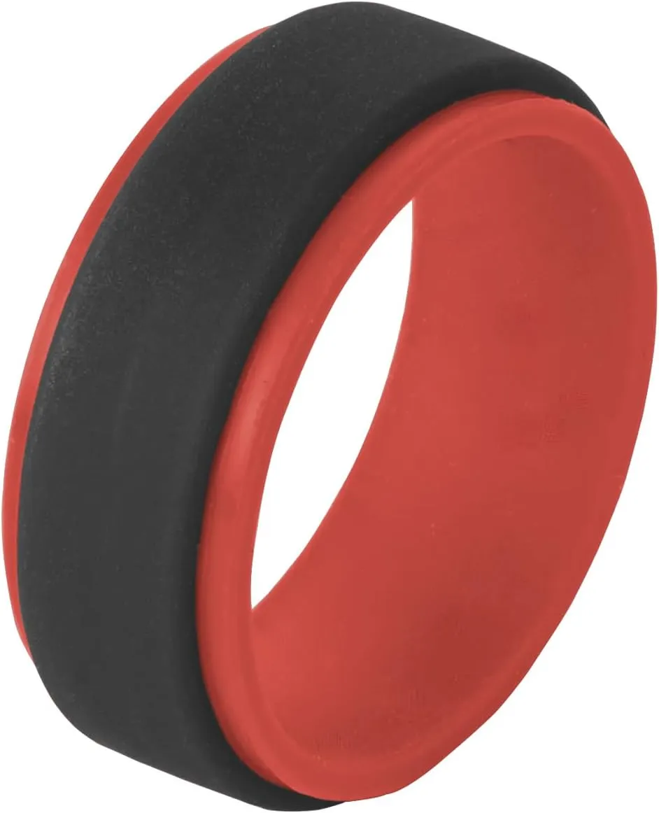 Christian Cross Heart Jesus Fish Star of David Peace Love Jesus Rings 8mm 2 Tone Silicone Rubber Step Edges Comfort Fit Inspirational Promise Rings Wedding Band