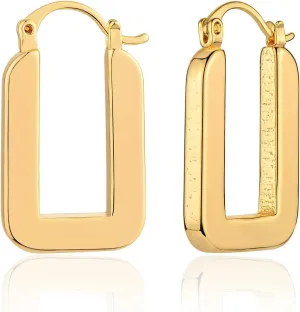 Chunky Hoop Earrings for Women 14K Gold Plated Huggie Hoops, Gold Polished Earrings Delicate Simple Hypoallergenic Jewelry Gift