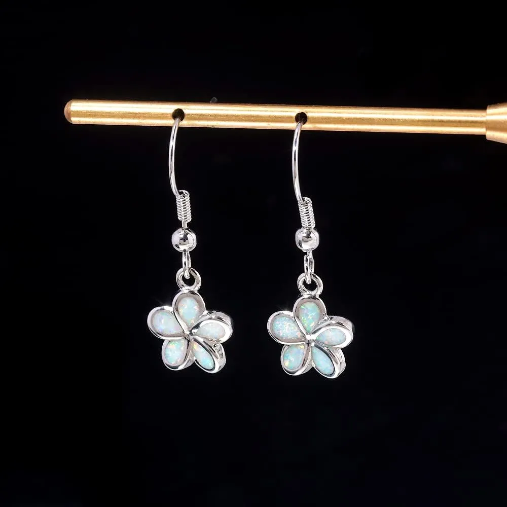 CiNily Gold Plated Flower Shaped Opal Hypoallergenic Stud Earrings Flower Dangle Drop Earrings Jewelry Gift for Women Girls Gemstone Earrings