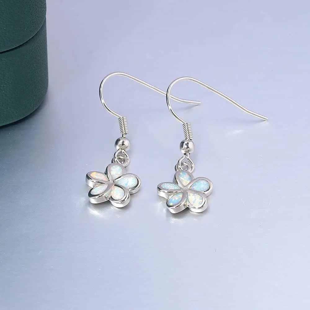 CiNily Gold Plated Flower Shaped Opal Hypoallergenic Stud Earrings Flower Dangle Drop Earrings Jewelry Gift for Women Girls Gemstone Earrings