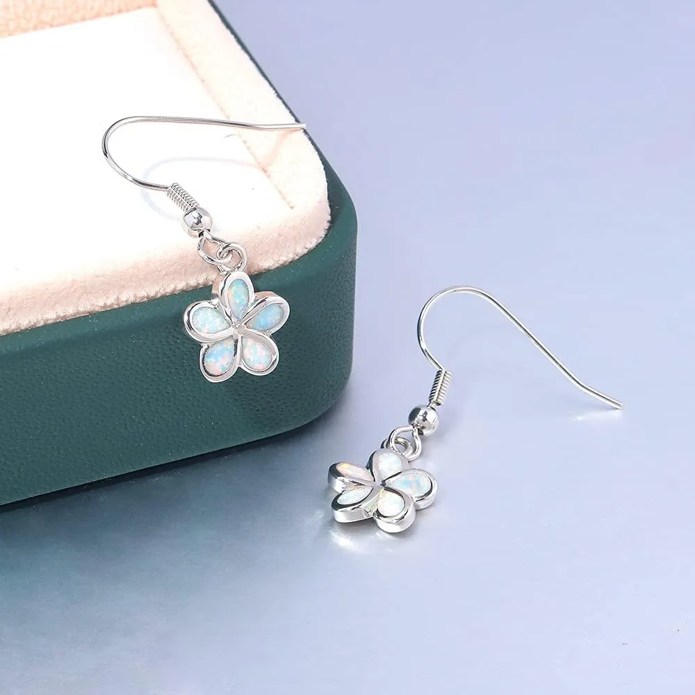 CiNily Gold Plated Flower Shaped Opal Hypoallergenic Stud Earrings Flower Dangle Drop Earrings Jewelry Gift for Women Girls Gemstone Earrings