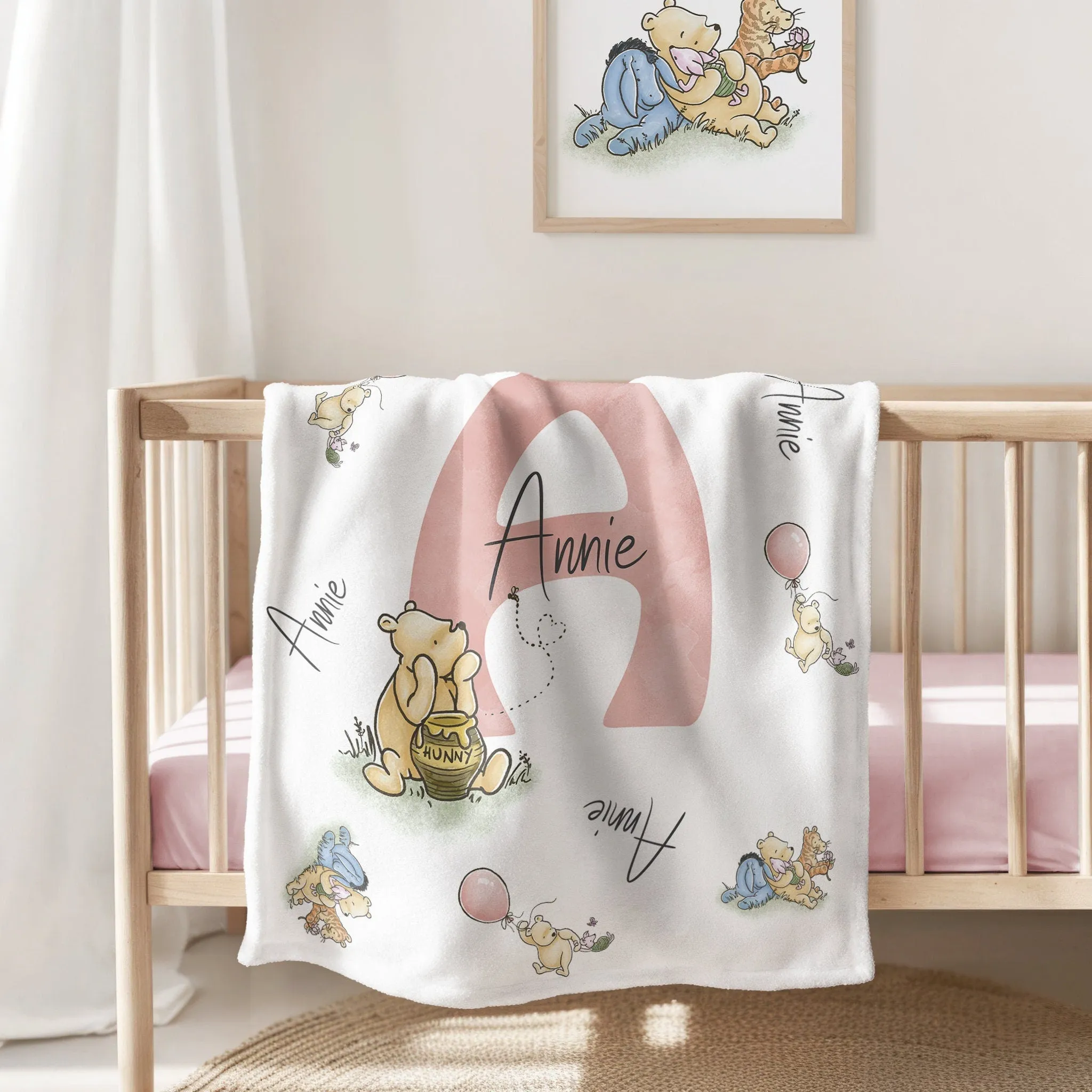 Classic Winnie the Pooh Personalized Nursery Blanket