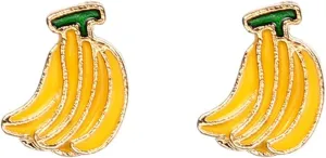 coadipress Banana Fruit Stud Earrings for Women Cute Funny Summer Fruit Tiny Banana Strawberry Watermelon Enamel Stud Earrings Fashion Tropical Fruits Jewelry