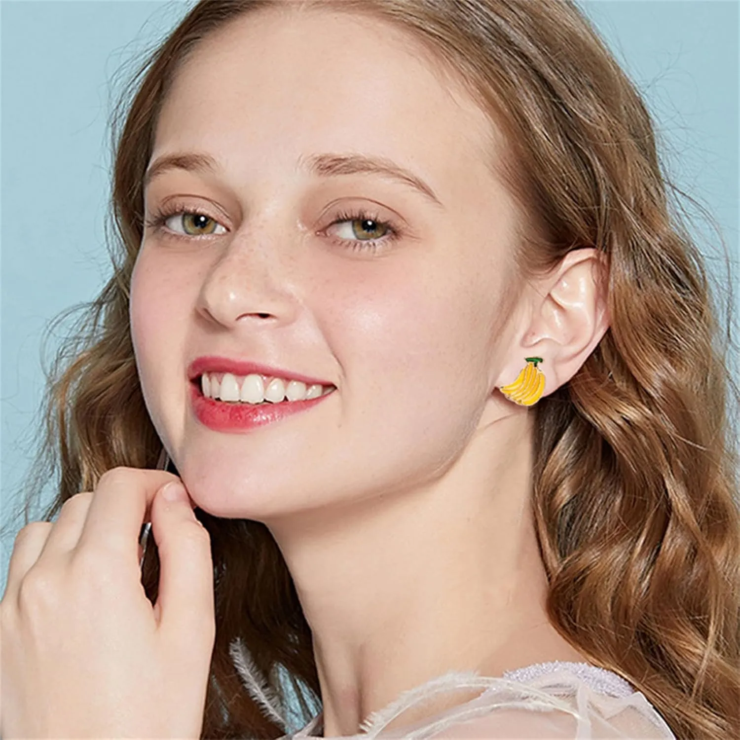 coadipress Banana Fruit Stud Earrings for Women Cute Funny Summer Fruit Tiny Banana Strawberry Watermelon Enamel Stud Earrings Fashion Tropical Fruits Jewelry