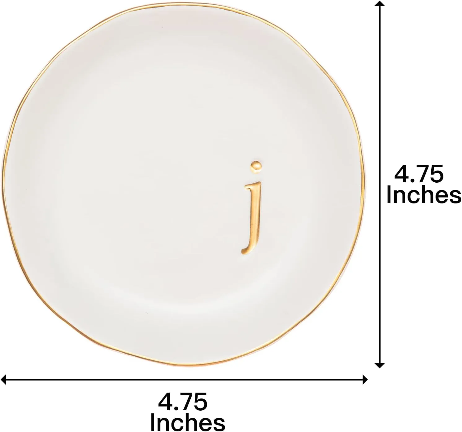 COLLECTIVE HOME - Ceramic Jewelry Tray, Decorative Trinket Dish for Rings Earrings Necklaces Bracelet Watch Keys, Birthday Mother's Day for Women, 4.75", White Surface (J)