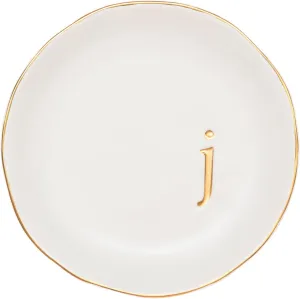 COLLECTIVE HOME - Ceramic Jewelry Tray, Decorative Trinket Dish for Rings Earrings Necklaces Bracelet Watch Keys, Birthday Mother's Day for Women, 4.75", White Surface (J)