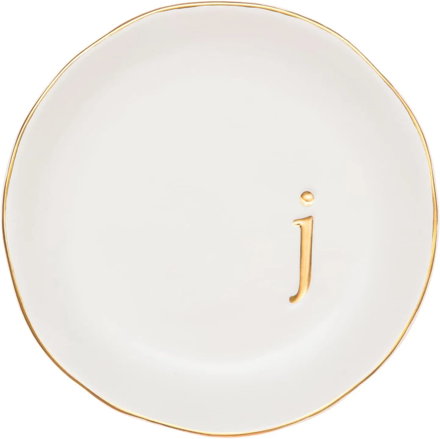 COLLECTIVE HOME - Ceramic Jewelry Tray, Decorative Trinket Dish for Rings Earrings Necklaces Bracelet Watch Keys, Birthday Mother's Day for Women, 4.75", White Surface (J)