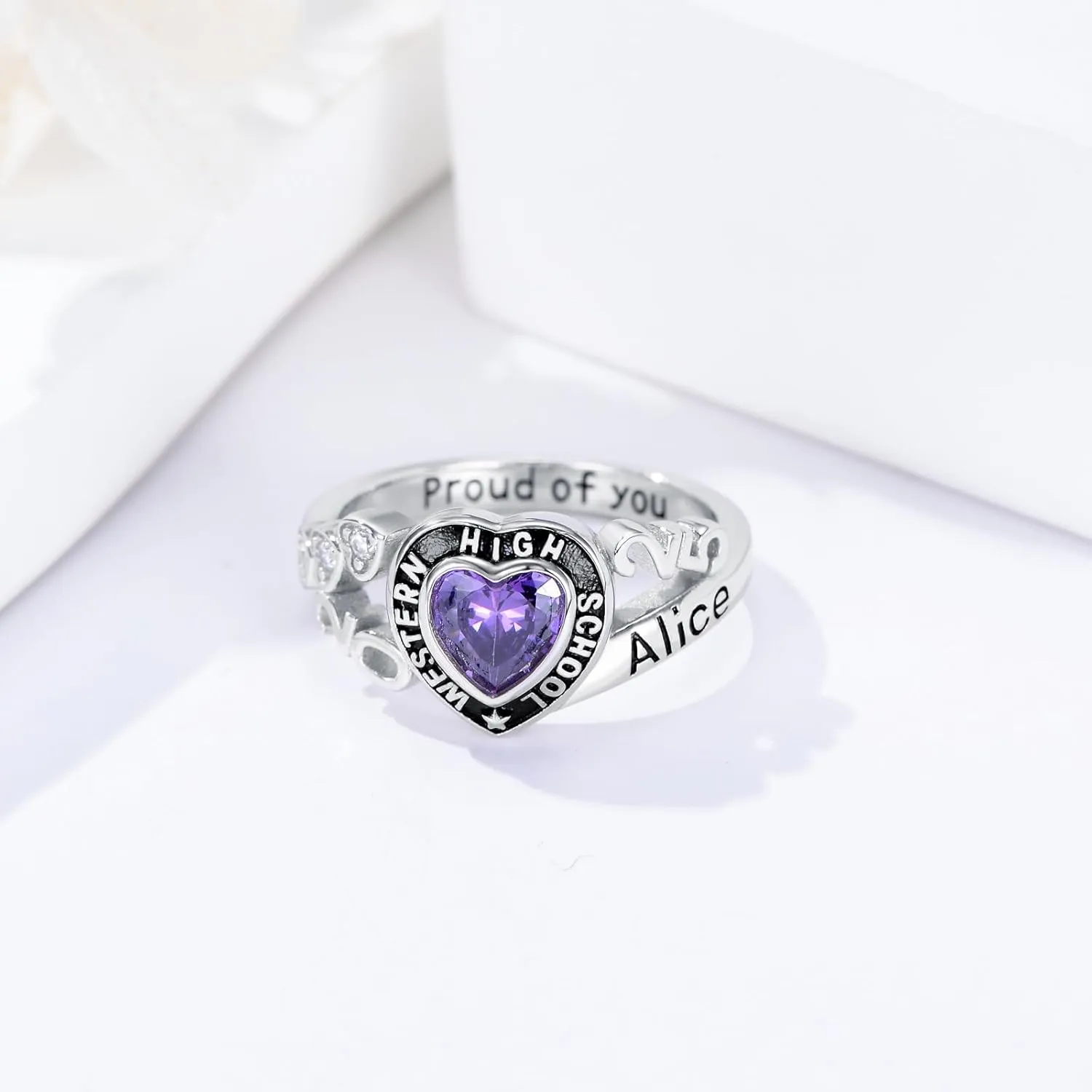 College School 2025/2026 Class Rings Solid 10k/14k/18k Gold Emerald/Marquise/Heart/Oval/Cushion Birthstone Graduation Ring for Women Men