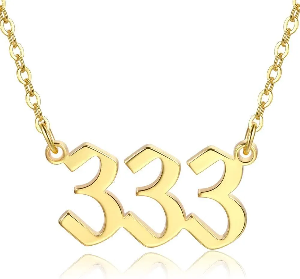 COLORFUL BLING Gold Plated Angel Number Necklace with Meaningful Card 111 222 333 444 555 666 777 888 999 Pendant Choker Numerology Jewelry for Women