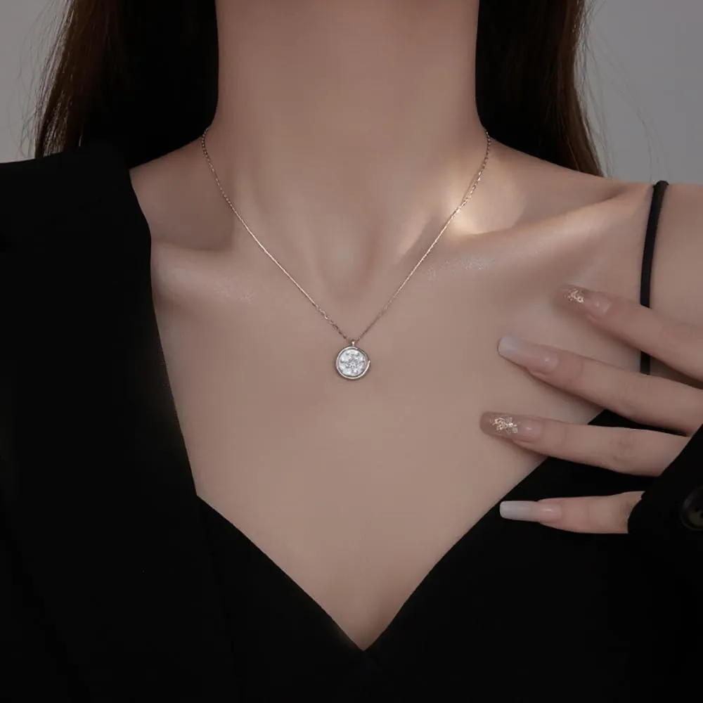 Compass Coin Pendant Necklace for Women Girls 925 Sterling Silver Star Burst Round Adjustable Chain Choker Necklaces Dainty Navigation Follow Your Dreams Jewelry Gifts
